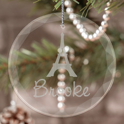 Eiffel Tower Engraved Glass Ornament (Personalized)