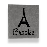 Eiffel Tower Leather Binder - 1" - Grey (Personalized)