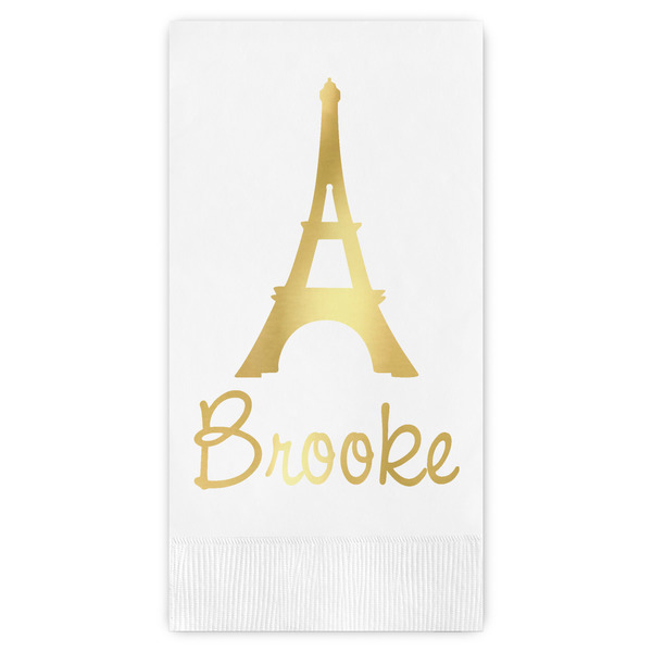 Custom Eiffel Tower Guest Napkins - Foil Stamped (Personalized)