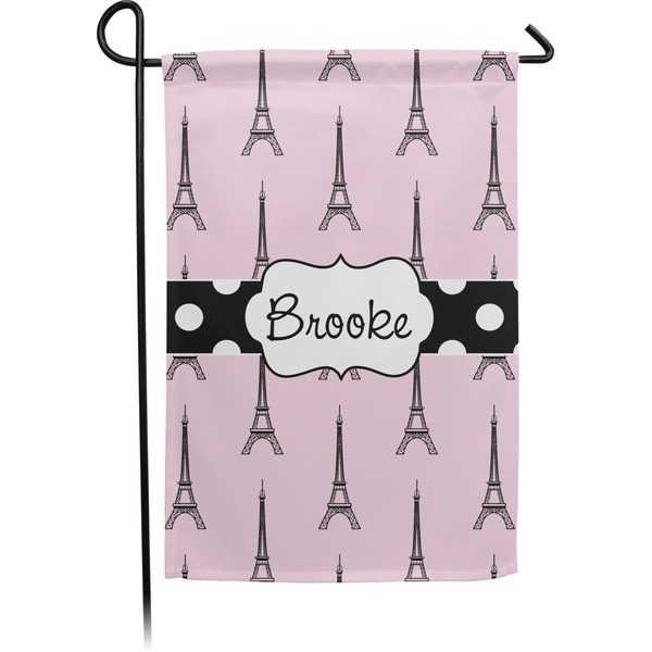 Custom Eiffel Tower Small Garden Flag - Double Sided w/ Name or Text