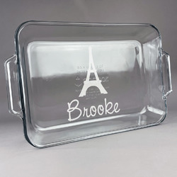 Eiffel Tower Glass Baking Dish with Truefit Lid - 13in x 9in (Personalized)