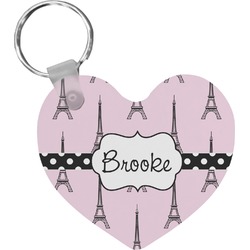 Eiffel Tower Heart Plastic Keychain w/ Name or Text