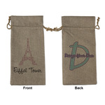 Eiffel Tower Large Burlap Gift Bag - Front & Back (Personalized)