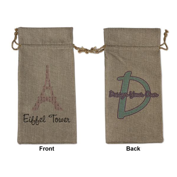 Custom Eiffel Tower Large Burlap Gift Bag - Front & Back (Personalized)