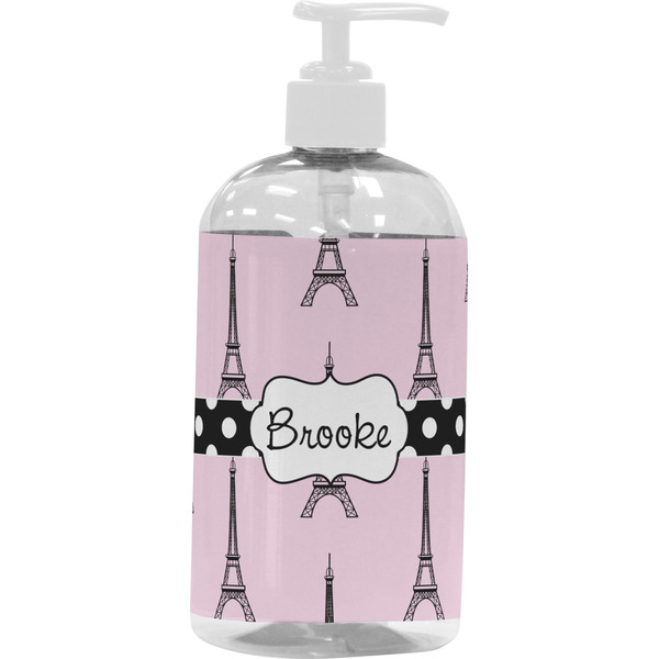 Custom Eiffel Tower Plastic Soap / Lotion Dispenser (16 oz - Large - White) (Personalized)