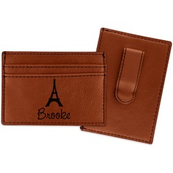 Eiffel Tower Leatherette Wallet with Money Clip (Personalized)