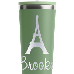 Eiffel Tower RTIC Everyday Tumbler with Straw - 28oz - Light Green - Double-Sided (Personalized)