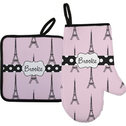 Eiffel Tower Right Oven Mitt & Pot Holder Set w/ Name or Text