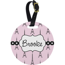 Eiffel Tower Plastic Luggage Tag - Round (Personalized)