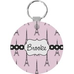 Eiffel Tower Round Plastic Keychain (Personalized)