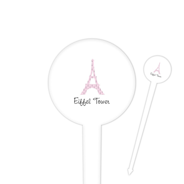 Custom Eiffel Tower 4" Round Plastic Food Picks - White - Single Sided (Personalized)