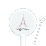 Eiffel Tower 5.5" Round Plastic Stir Sticks - White - Single Sided (Personalized)