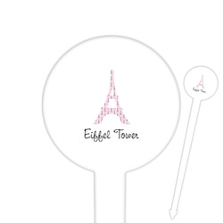 Eiffel Tower 6" Round Plastic Food Picks - White - Double Sided (Personalized)