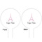 Eiffel Tower White Plastic 6" Food Pick - Round - Double Sided - Front & Back