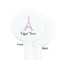 Eiffel Tower White Plastic 7" Stir Stick - Single Sided - Round - Front & Back