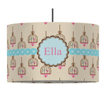 Kissing Birds 12" Drum Pendant Lamp - Fabric (Personalized)