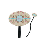 Kissing Birds 7" Oval Plastic Stir Sticks - Black - Single Sided (Personalized)