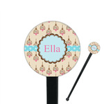 Kissing Birds 7" Round Plastic Stir Sticks - Black - Double Sided (Personalized)