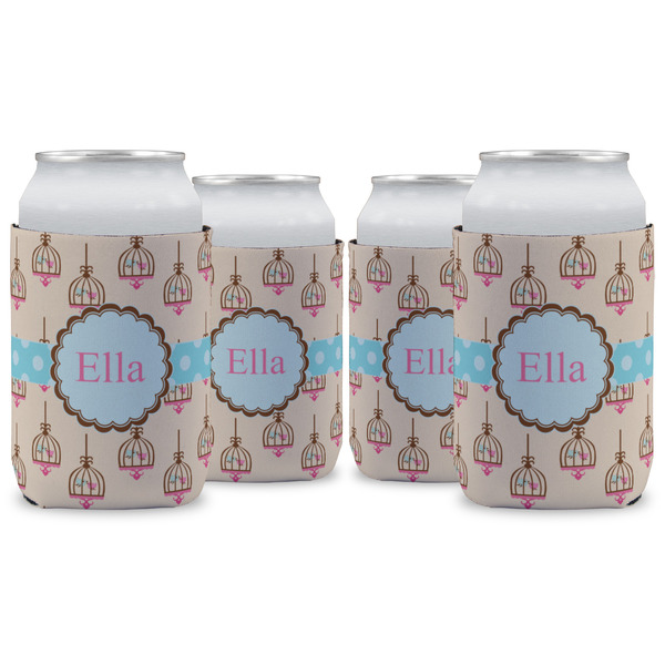 Custom Kissing Birds Can Cooler (12 oz) - Set of 4 w/ Name or Text