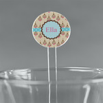 Kissing Birds 7" Round Plastic Stir Sticks - Clear (Personalized)