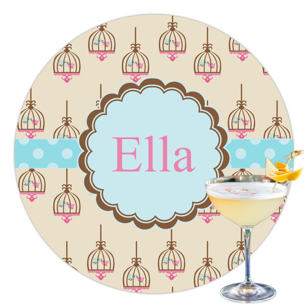 Custom Kissing Birds Printed Drink Topper - 3.5" (Personalized)