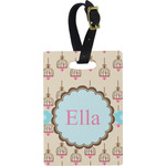 Kissing Birds Plastic Luggage Tag - Rectangular w/ Name or Text