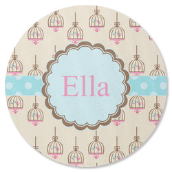 Kissing Birds Round Rubber Backed Coaster (Personalized)
