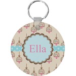 Kissing Birds Round Plastic Keychain (Personalized)