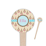 Kissing Birds 4" Round Wooden Food Picks - Single Sided (Personalized)