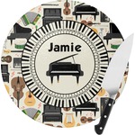 Musical Instruments Round Glass Cutting Board - Small (Personalized)