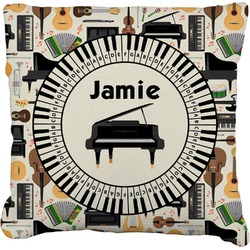 Musical Instruments Faux-Linen Throw Pillow 16" (Personalized)