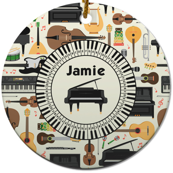 Custom Musical Instruments Round Ceramic Ornament w/ Name or Text