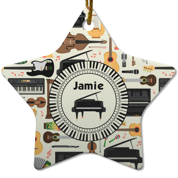 Custom Musical Instruments Star Ceramic Ornament w/ Name or Text