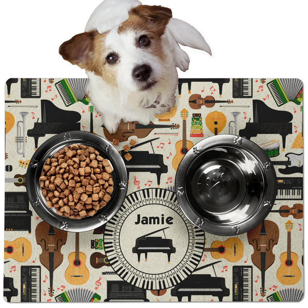 Custom Musical Instruments Dog Food Mat - Medium w/ Name or Text