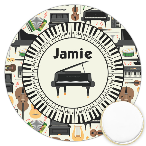 Custom Musical Instruments Printed Cookie Topper - 3.25" (Personalized)