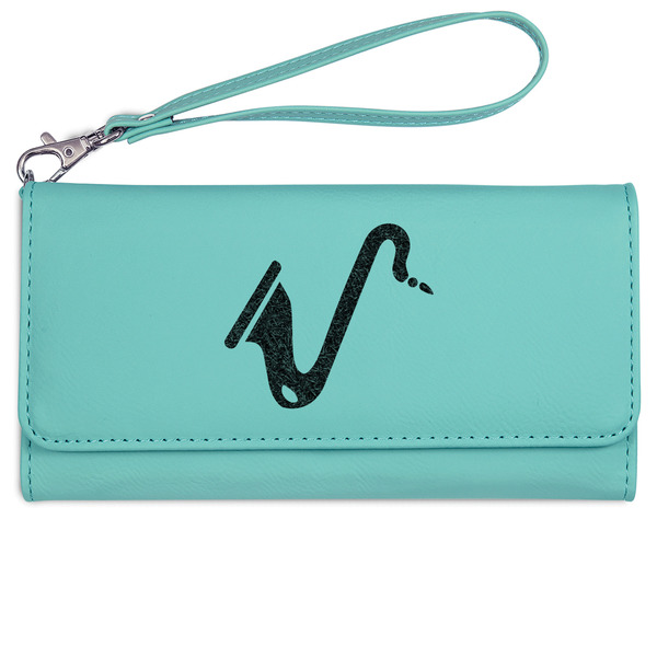 Custom Musical Instruments Ladies Leatherette Wallet - Laser Engraved- Teal