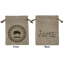 Musical Instruments Medium Burlap Gift Bag - Front & Back (Personalized)