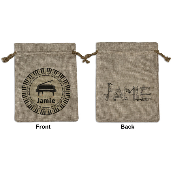 Custom Musical Instruments Medium Burlap Gift Bag - Front & Back (Personalized)