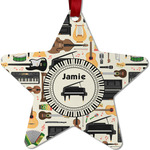 Musical Instruments Metal Star Ornament - Double Sided w/ Name or Text