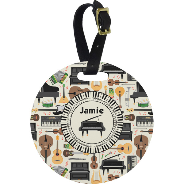 Custom Musical Instruments Plastic Luggage Tag - Round (Personalized)