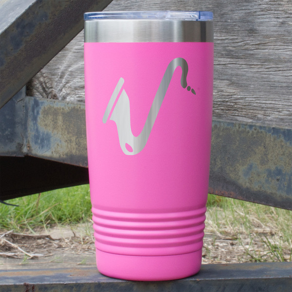 Custom Musical Instruments 20 oz Stainless Steel Tumbler - Pink - Double Sided (Personalized)