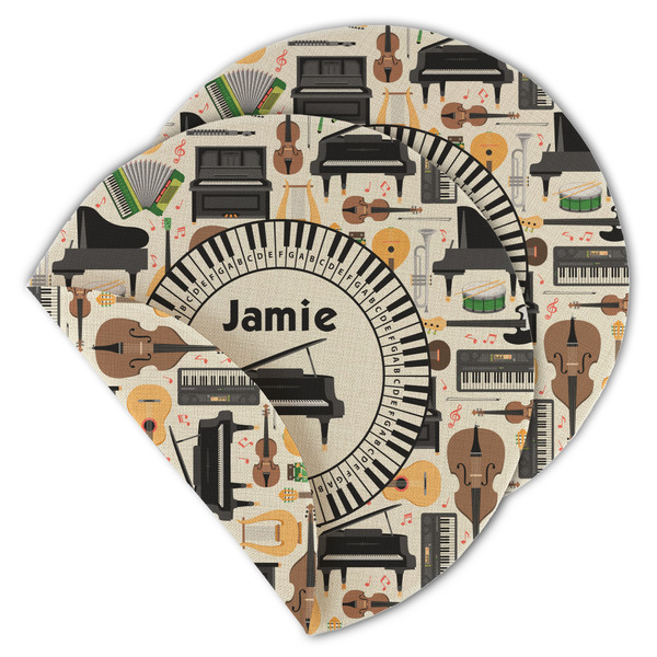 Custom Musical Instruments Round Linen Placemat - Double Sided (Personalized)