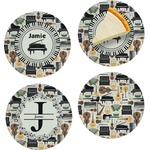 Musical Instruments Set of 4 Glass Appetizer / Dessert Plate 8" (Personalized)