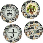 Musical Instruments Set of 4 Glass Lunch / Dinner Plate 10" (Personalized)