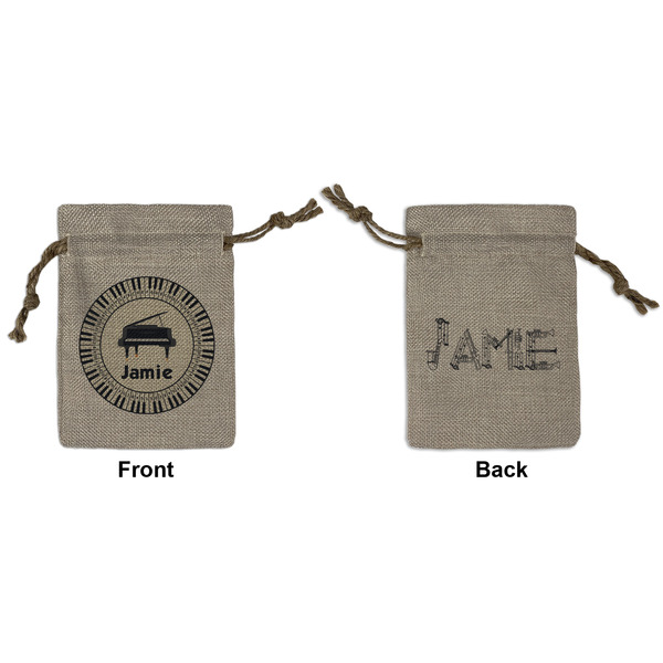 Custom Musical Instruments Small Burlap Gift Bag - Front & Back (Personalized)