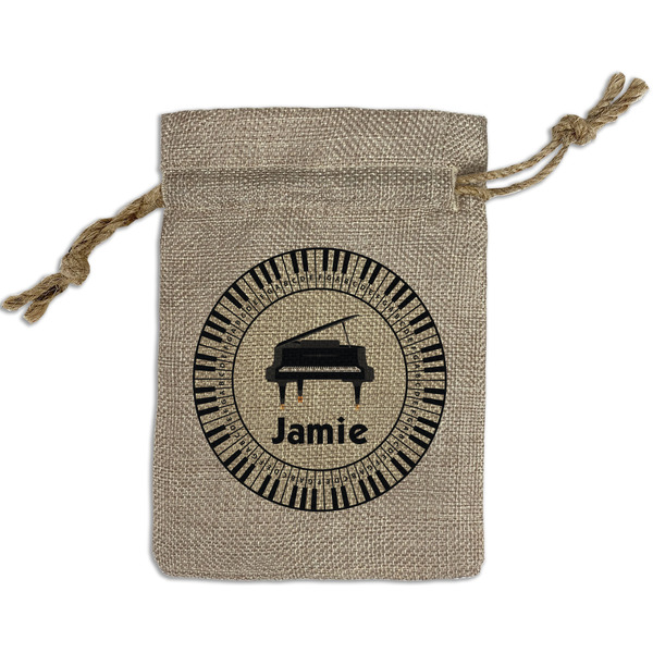 Custom Musical Instruments Small Burlap Gift Bag - Front