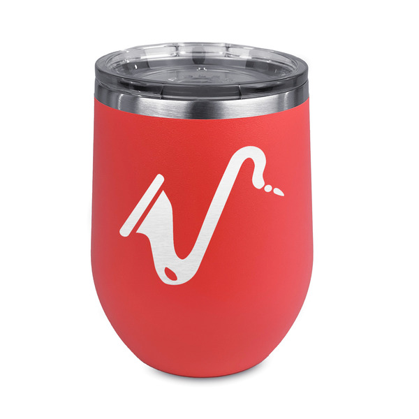 Custom Musical Instruments Stemless Stainless Steel Wine Tumbler - Coral - Double Sided (Personalized)