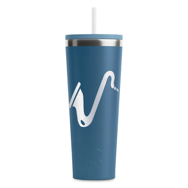 Custom Musical Instruments RTIC Everyday Tumbler with Straw - 28oz - Steel Blue - Double-Sided (Personalized)