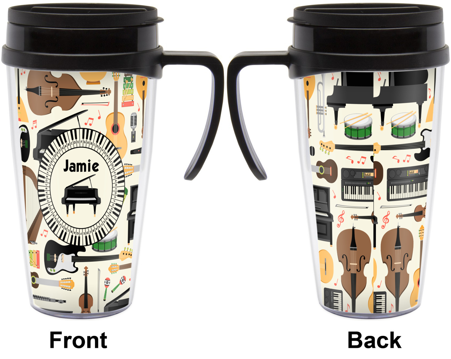 Musical Instruments Acrylic Travel Mug With Handle (personalized 