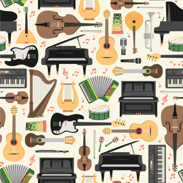 Custom Musical Instruments Wallpaper & Surface Covering (Water Activated 24"x 24" Sample)